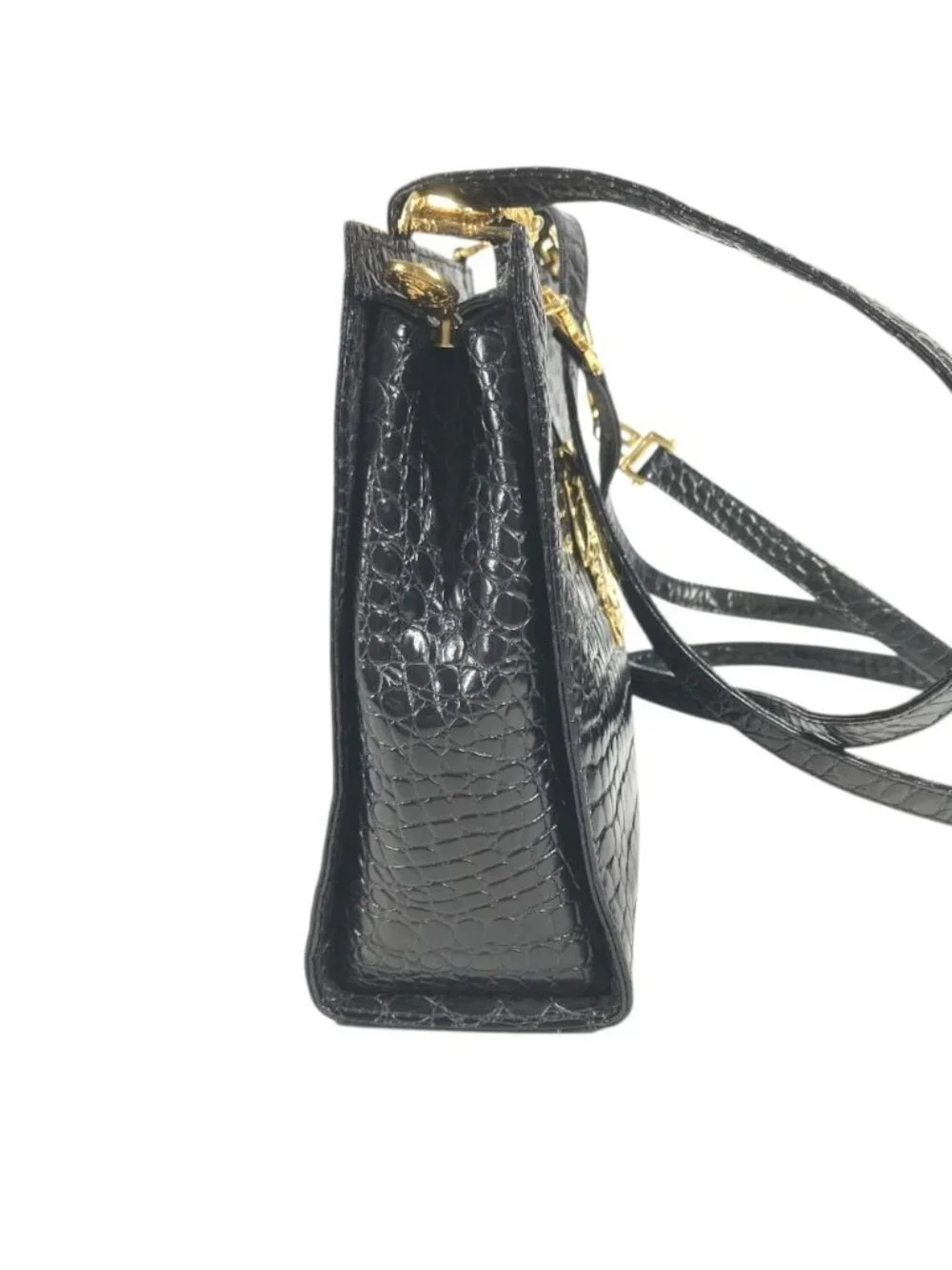 Versace Shoulder Bag Big Medusa Logo Greca Embossed Leather Black